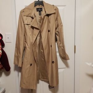 Khaki hooded trench coat